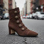 Women’s Retro Suede Chunky-Heel Side-Zip Ankle Boots FitiqueFit