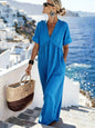 V-Neck Short-Sleeve High Waist Maxi Dress | Resort Style FitiqueFit