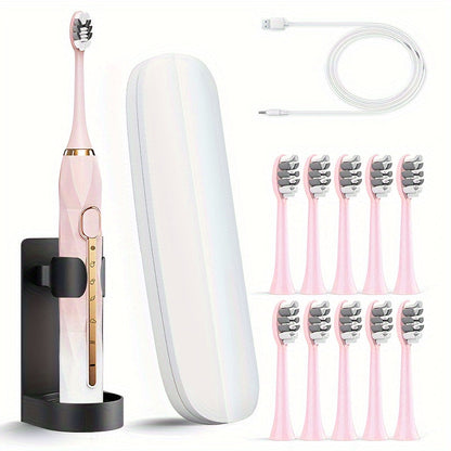 Rechargeable Electric Toothbrush Set for Couples  USB Metal Shaft