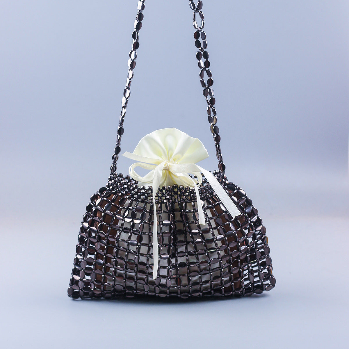Handmade Flat Beads Woven Large Dumpling Fashion Trendy One-shoulder Handbag See size chart under “more details” The Fashion Celestial