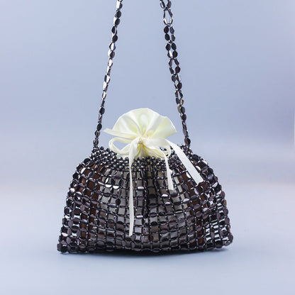 Handmade Flat Beads Woven Large Dumpling Fashion Trendy One-shoulder Handbag See size chart under “more details” The Fashion Celestial