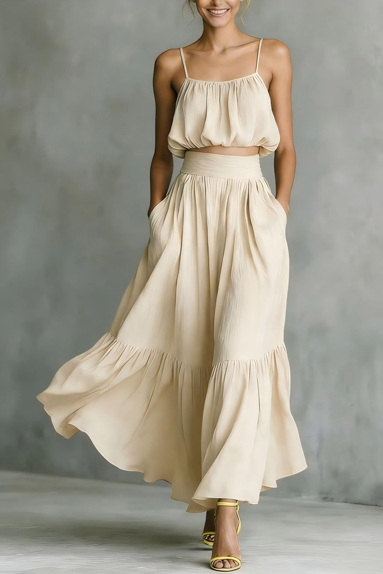 Women’s Two-Piece Flared Skirt Set – High-Waist Elegant Outfit FitiqueFit