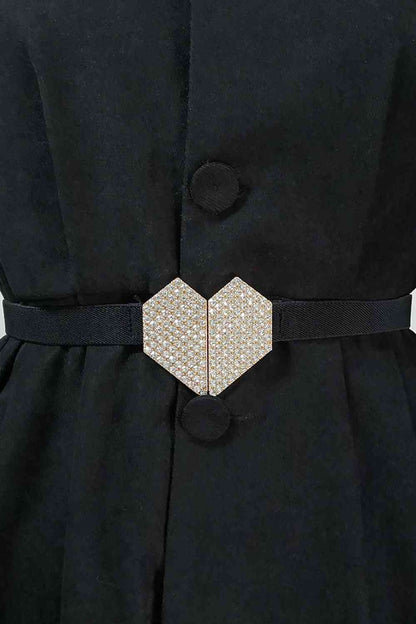 GlamStyle Rhinestone Heart Buckle Elastic Belt – Stunning Sparkle and Comfort See size chart under “more details” The Fashion Celestial