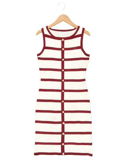 Contrast Stripe Knit Sleeveless Midi Dress – 5 Colors, S–L FitiqueFit