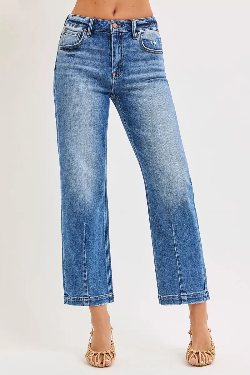 RISEN High Rise Crop Boyfriend Tapered Jeans West2East Surf