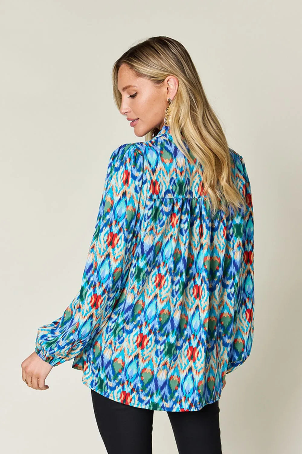 Double Take Full Size Printed Balloon Sleeve Blouse New Era Fashion LLc