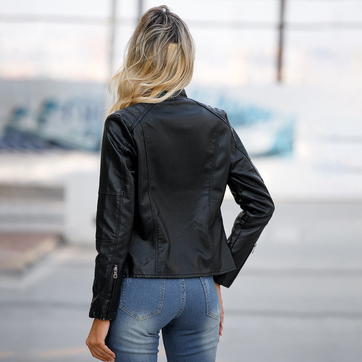 Women’s Classic Leather Jacket – Chic Streetwear Outerwear FitiqueFit