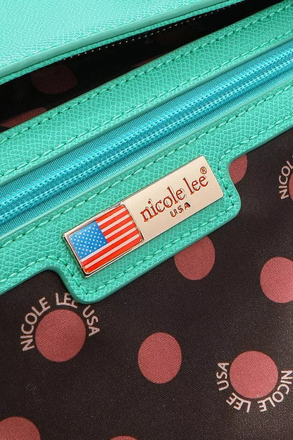 Nicole Lee USA Monogram Pattern Handbag with Rhinestones Decor New Era Fashion LLc