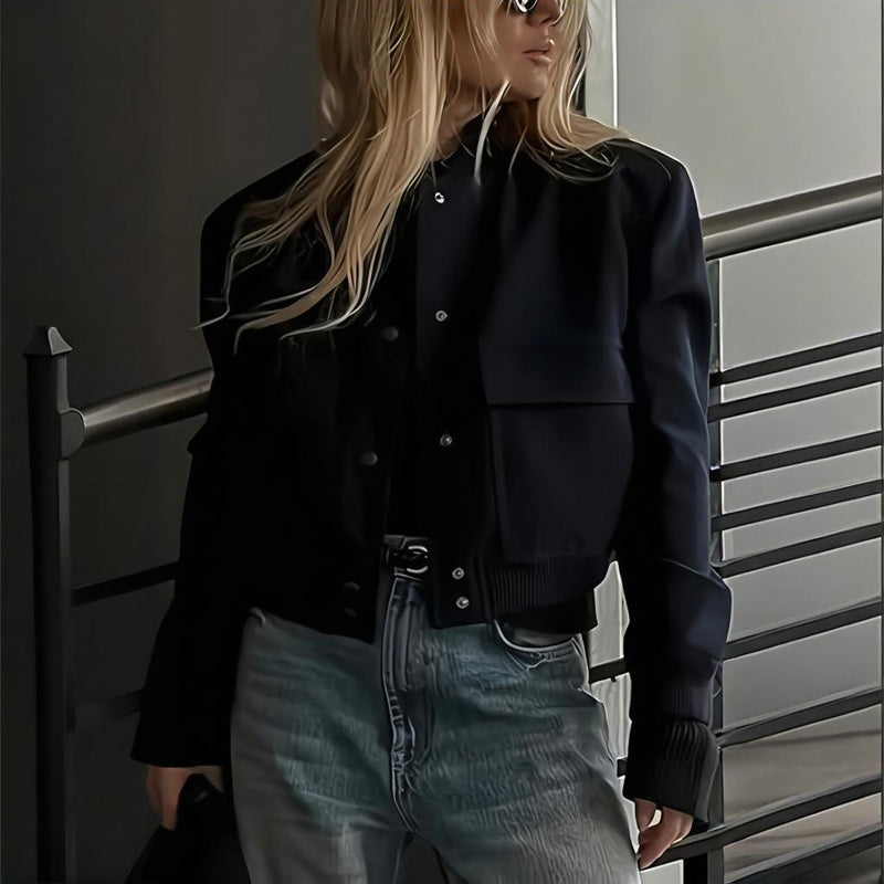 Women's Solid Color Long Sleeve Baseball Jacket FitiqueFit