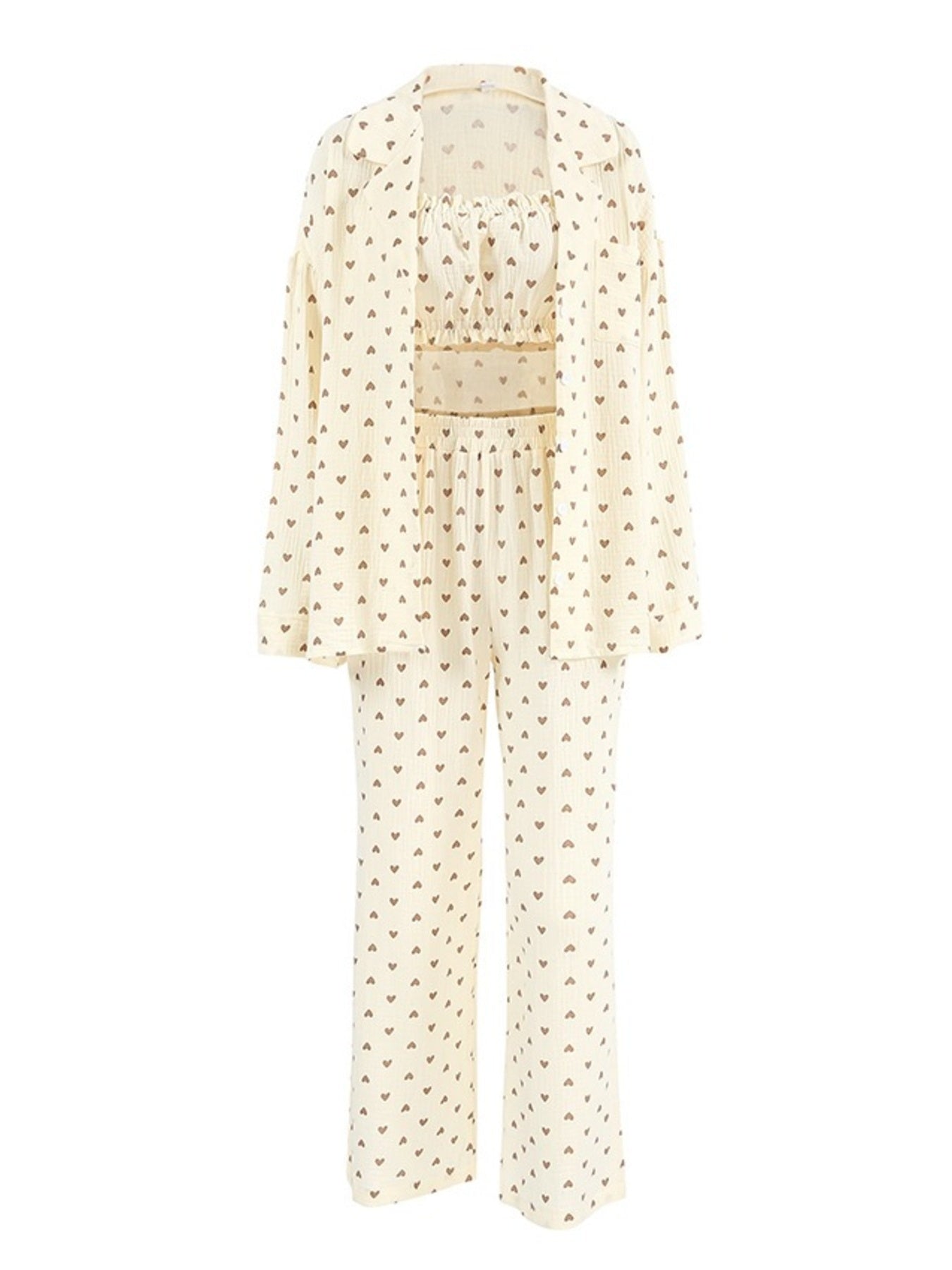 Heart Print Three-Piece Lounge Set New Era Fashion LLc