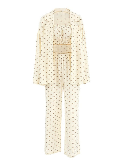 Heart Print Three-Piece Lounge Set New Era Fashion LLc