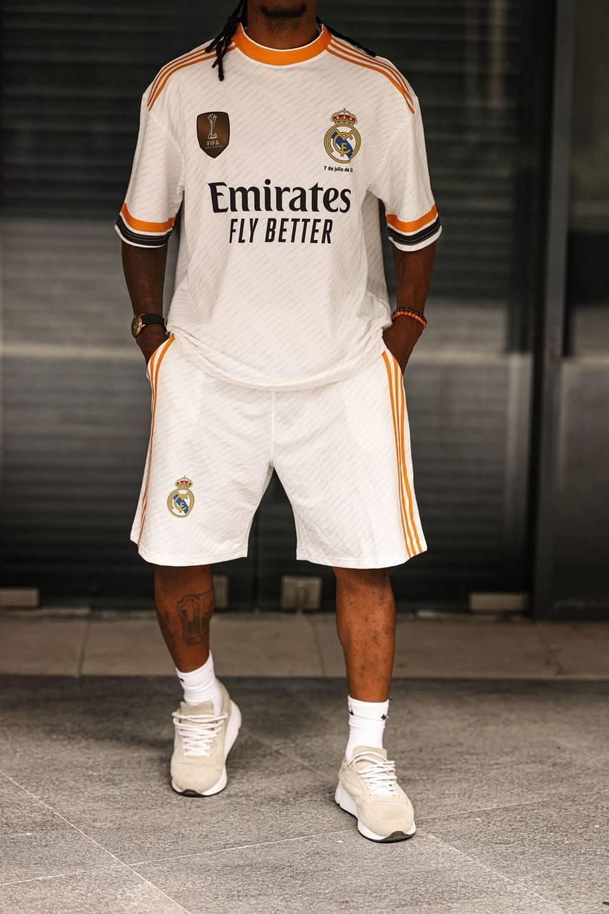 Real Madrid Printed Oversized T-shirt and Shorts Set - 100% Cotton Jersey, New Season Withinblack