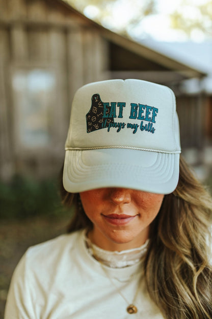 Eat Beef It Pays My Bills Trucker Hat Wild Junkie