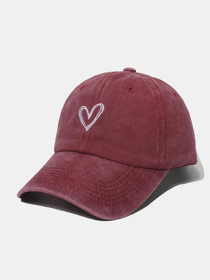 Embroidered Heart Washed Cotton Baseball Cap New Era Fashion LLc