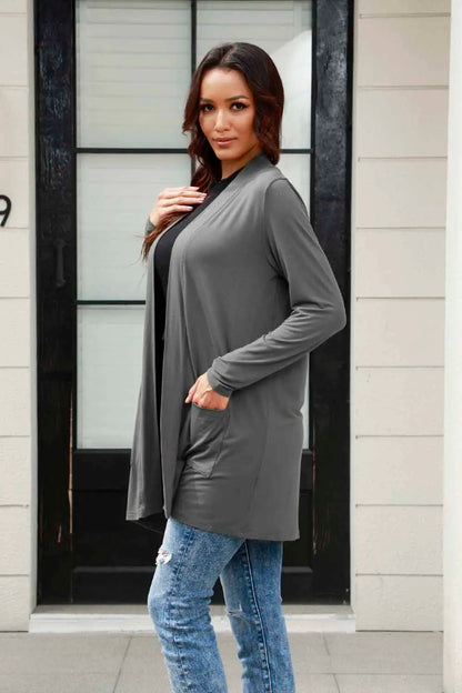 Basic Bae Full Size Open Front Long Sleeve Cardigan with Pockets New Era Fashion LLc