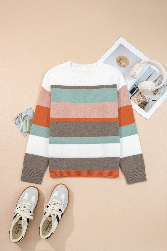Stripe Colorblock Drop Shoulder Sweater Shop Style & More | Fresh Looks, Everyday Deals & Free Shipping