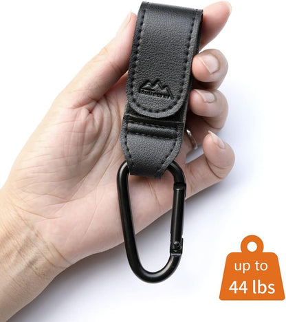 Yueqian Stroller Hooks Bag Hooks for Hanging Diaper Bags Multipurpose Hooks for Grocery Shopping Bags Premium Vegan Leather Pram Straps Baby Stroller Hooks 2Pcs (Black)