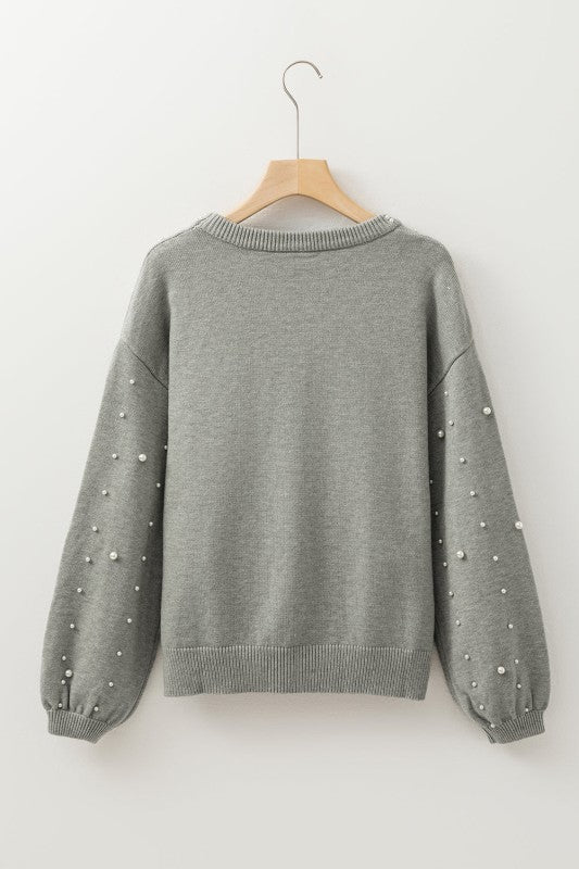Solid Pearl Drop Shoulder Round Neck Sweater Shop Style & More | Fresh Looks, Everyday Deals & Free Shipping