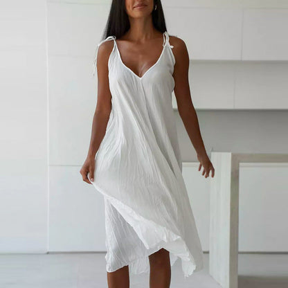 Autumn White Comfortable Sling Dress Grayceful LLC