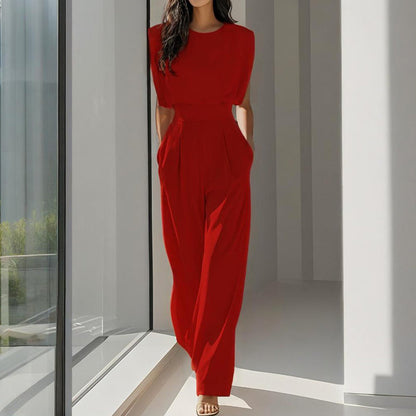 Women’s wide-leg short sleeve jumpsuit FitiqueFit
