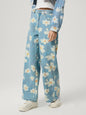 Women's Vintage Floral Print Straight-Leg Jeans FitiqueFit