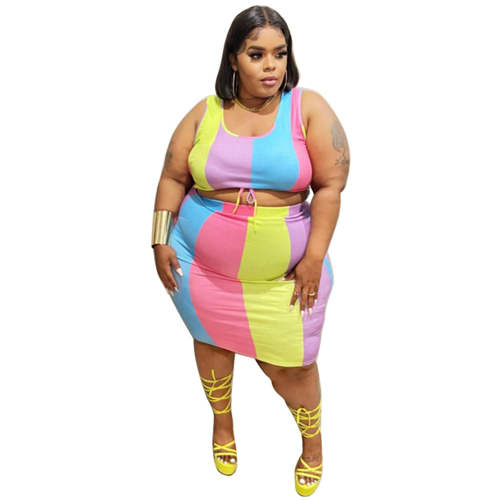 Sleeveless Color-Printed Pencil Skirt Trendy Elegant Plus-Size See size chart under “more details” The Fashion Celestial
