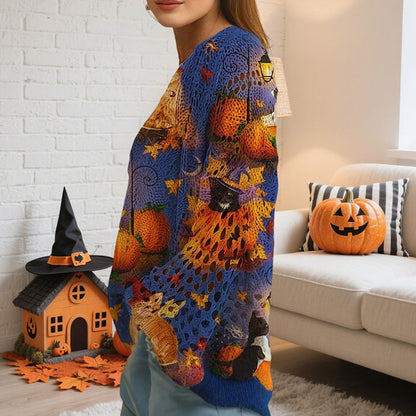 Women’s Hollow Out Batwing Top – Halloween Pumpkin Print Blouse FitiqueFit