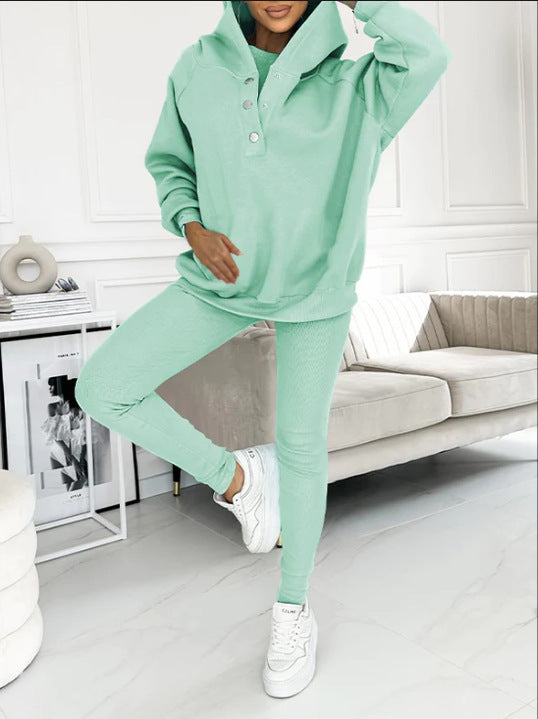 Casual Hooded Sweater Thickened Thread Fitted Vest Pants Three-piece Set See size chart under “more details” The Fashion Celestial