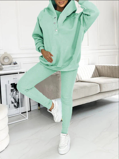 Casual Hooded Sweater Thickened Thread Fitted Vest Pants Three-piece Set See size chart under “more details” The Fashion Celestial