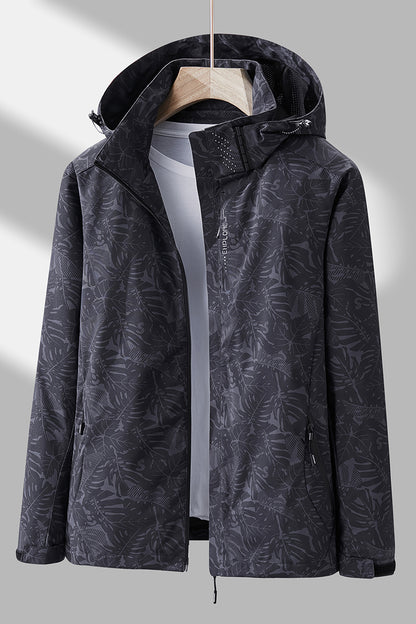 Women'S Outdoor Windbreaker Jacket | Casual Stand Collar, Non-Stretch Fabric, Random Print, Long Sleeve, Zipper Closure, Detachable Hood NovaCart