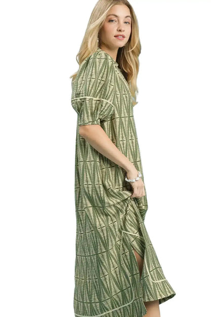 Umgee Geometric Print Midi Dress West2East Surf