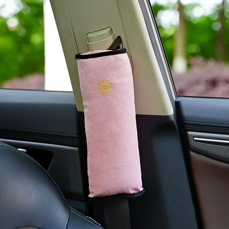 Soft Auto Seat Strap Headrest Neck Support - Car Seat Belt Pillow, Shoulder Pads, Safety Belt Protector Cushion, Comfortable Fabric Material for Enhanced Comfort and Safety, Car Comfort Accessory | Sun Design Pillow | Durable NovaCart