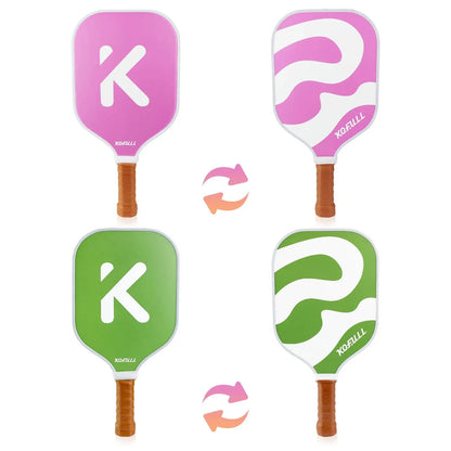 Pickleball Paddles Pickleball Rackets Set Lightweight Fiberglass Surface&Honeycomb Core Pickleball Set Pink and Green Gifts for Women Girls Beginners