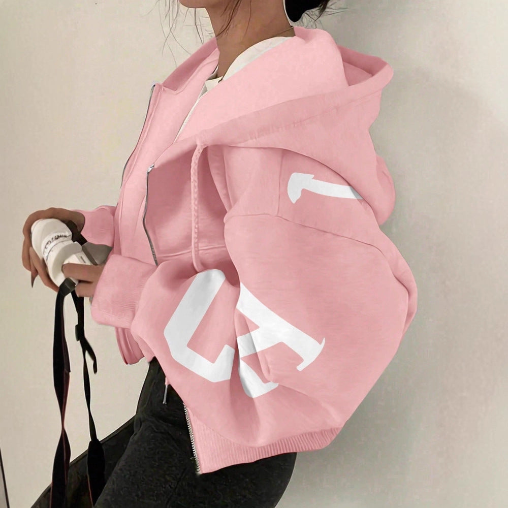 Women’s Zip-Up Printed Sweatshirt – Long Sleeve Casual Jacket FitiqueFit