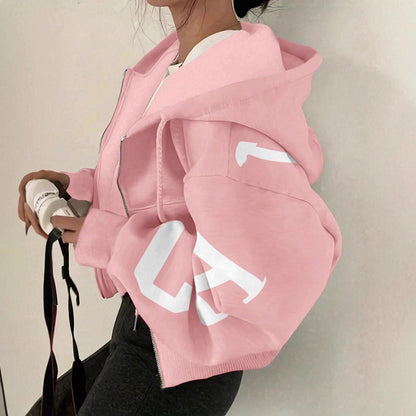 Women’s Zip-Up Printed Sweatshirt – Long Sleeve Casual Jacket FitiqueFit