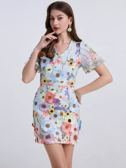 Floral Puff Sleeve Mini Dress New Era Fashion LLc