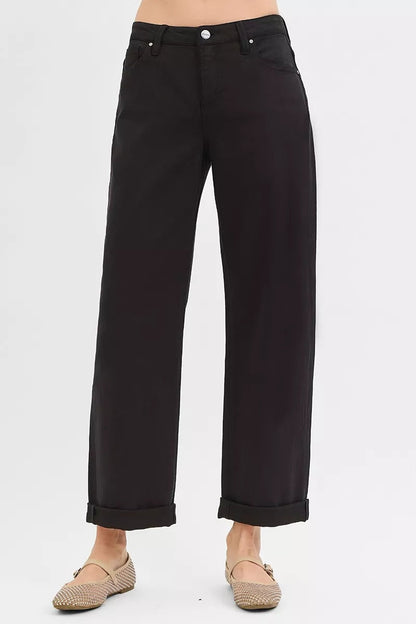 RISEN Tummy Control Mid Rise Ankle Barrel Relaxed Baggy West2East Surf