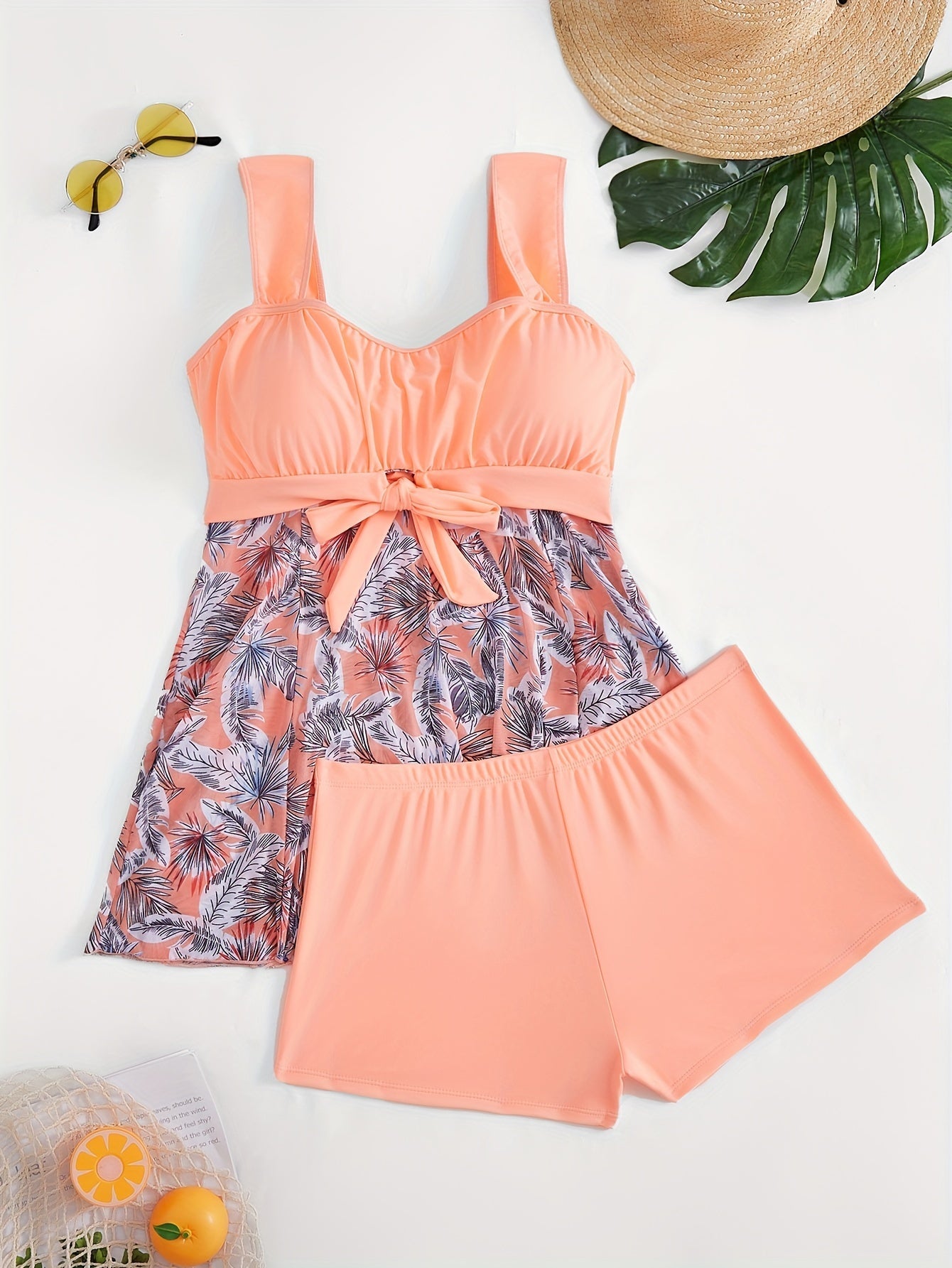 New Bikini Plus Size Mesh Print Off Shoulder 2 Piece Tankini Swimsuit for Women – Modest Large Size Bathing Suit with Contrast Mesh Detail – Comfortable Stretchy Beachwear for Summer Vacation and Poolside Confidence Stevvex