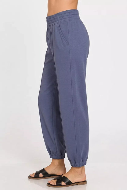 Zenana Scuba Elastic Waist Joggers with pockets New Era Fashion LLc