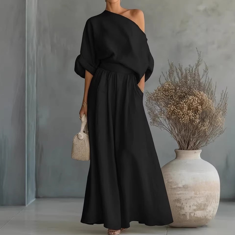 Cropped Off-Shoulder Top & Pants Two-Piece Set – 8 Colors, S–5XL FitiqueFit