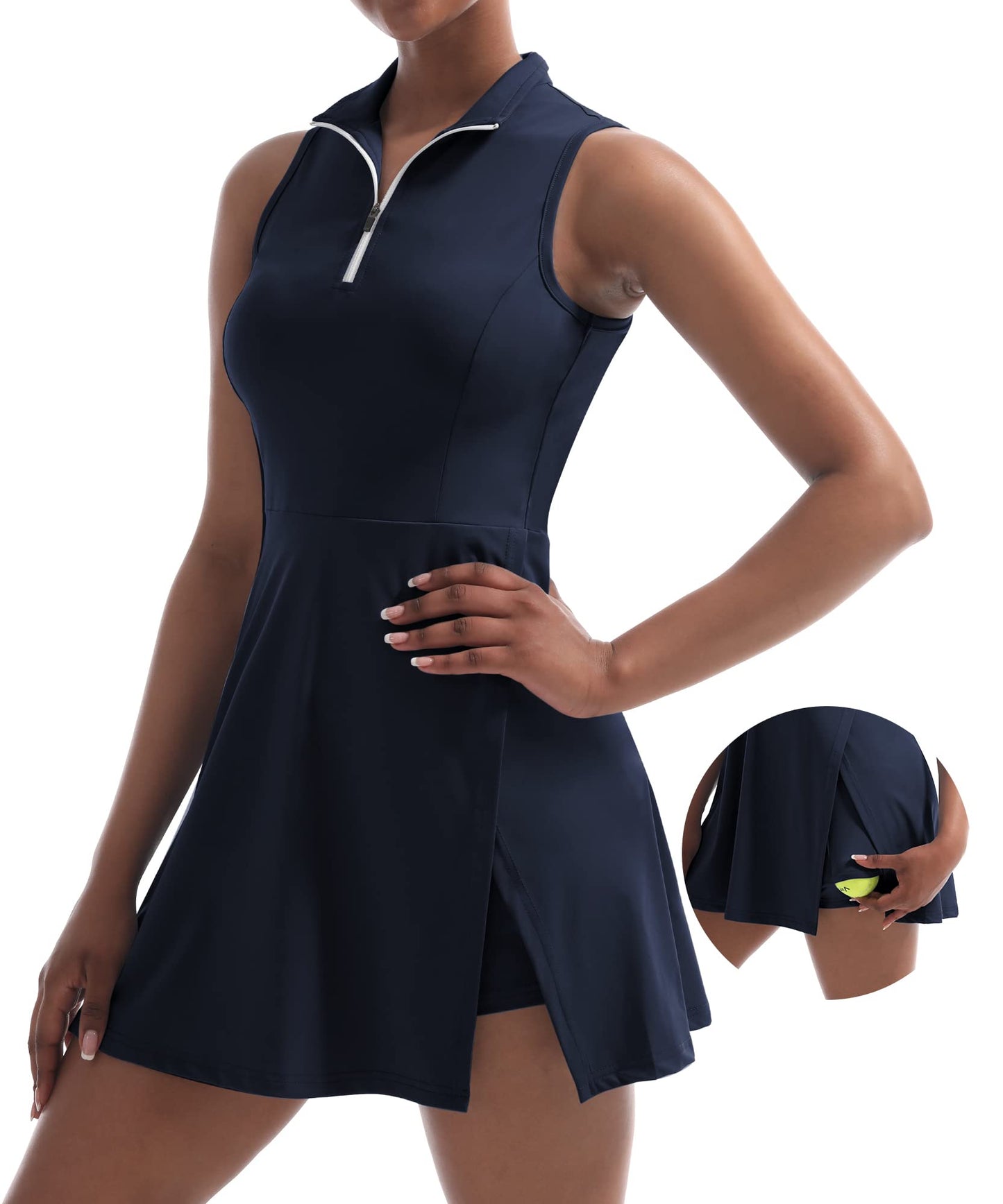 CUGOAO Womens Tennis Dress Golf Dress Workout Dress with Shorts and Pockets for Sleeveless Athletic Dresses Blue New Era Fashion LLc