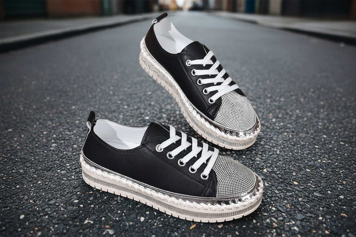 Women’s Plus Size White Sneakers – Chunky Sole Casual Everyday Shoes FitiqueFit