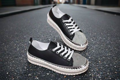 Women’s Plus Size White Sneakers – Chunky Sole Casual Everyday Shoes FitiqueFit