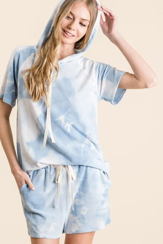 BiBi Tie Dye French Terry Hoodie Top and Bottom Set West2East Surf