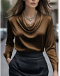Women’s Elegant Boat Neck Long Sleeve Minimalist Top FitiqueFit