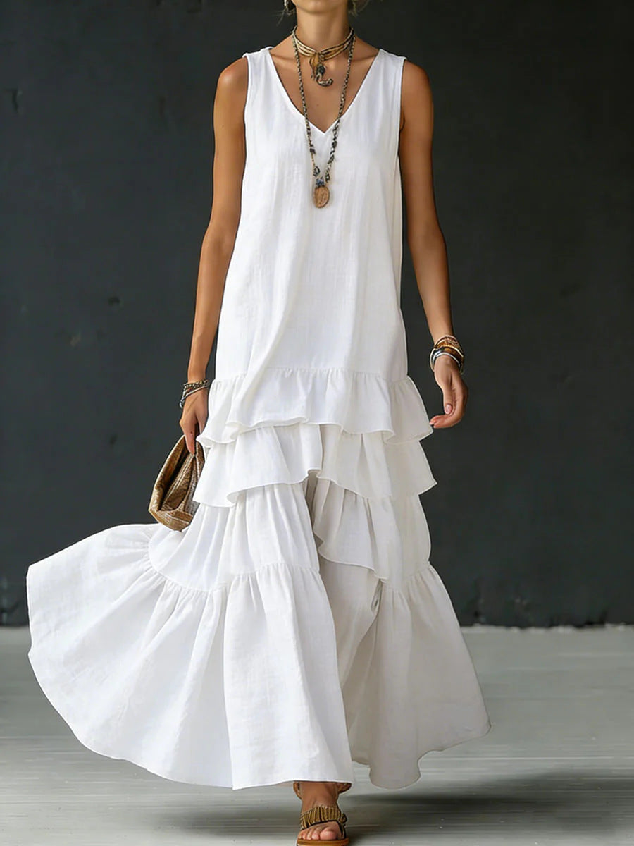 Women's Ice Silk Sleeveless Loose Maxi Dress – 6 Colors S–5XL FitiqueFit