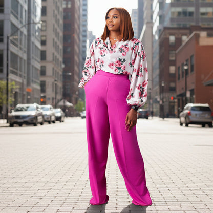 Printed Floral Lace-Up Top & Wide-Leg Pants Set – 4 Colors, S–3XL FitiqueFit