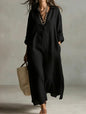 Women's Casual Long-Sleeve Linen Shirt Dress – Relaxed Fit FitiqueFit