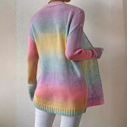 Plus Size Women's Knitted Gradient Trend Fashion Cardigan See size chart under “more details” The Fashion Celestial