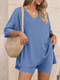 Full Size Casual Loose V-Neck T-Shirt & Shorts Set Plus Size New Era Fashion LLc